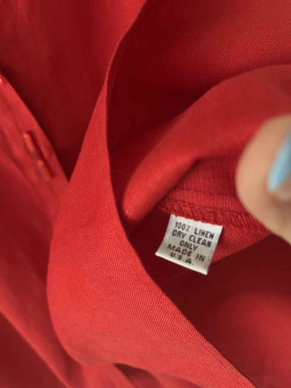 Courtney Washington 100% Linen Red Linen Top Size S Oversized Lagenlook NEW Art - Picture 10 of 10